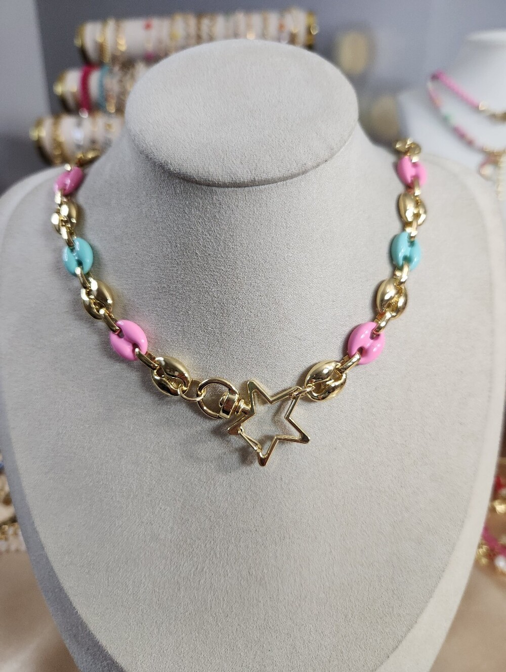 Star Carabiner Multicolor Gucci Puff Necklace